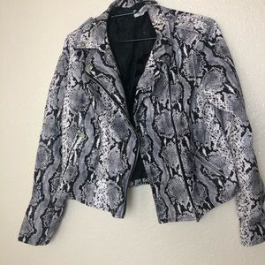 Snake skin faux leather jacket.